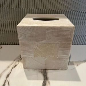 Pigeon & Poodle Palermo II Tissue Box Cover Faux Clamstone Bathroom Bedroom